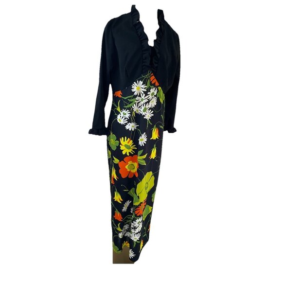 VTG 60s Lorac Original Maxi Dress Size M Multicolor Floral Psychedelic Groovy - Picture 1 of 12